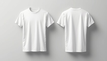 Naklejka premium Classic White T-Shirt Front and Back Display on Light Background 