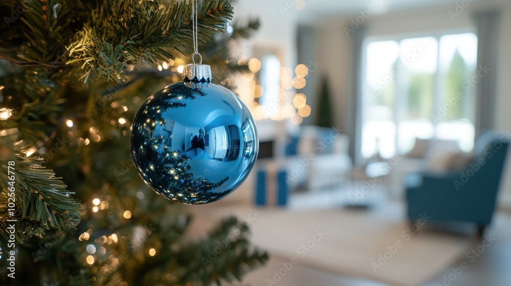 Wall mural the blue ornament on tree