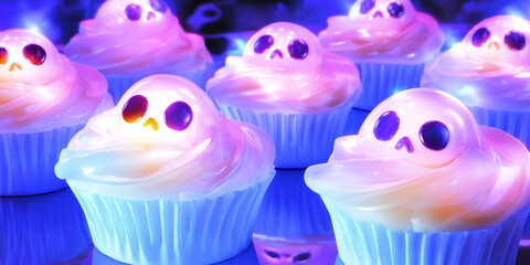 Cute glowing ghost cake, unique halloween party snacks ideas