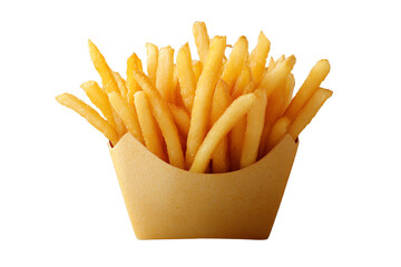 Golden French Fries in Paper Basket: Crispy, golden-brown french fries piled high in a paper basket. A classic comfort food, perfect for any occasion.