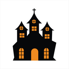 Obraz premium Simple Haunted House Design for Halloween Night