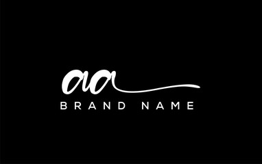 AA letter beauty handwriting vector logo.