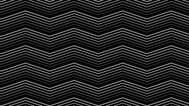 Gradient white zigzag lines up side moving background. Black and white Lines slow motion animation pattern 4K