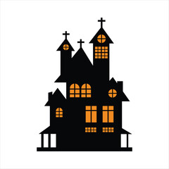 Obraz premium Simple Haunted House Design for Halloween Night