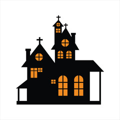 Obraz premium Simple Haunted House Design for Halloween Night