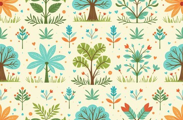 Seamless pattern with outdoor theme illustrations.	
