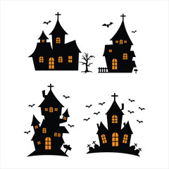 Vector Illustration - Diverse Halloween Haunted Houses