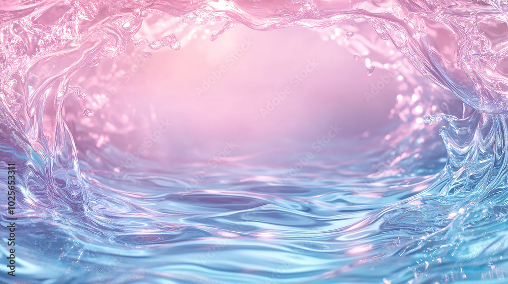 Wall mural flowing water frame with soft waves and light reflection