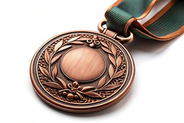 Naklejka premium Bronze Medal Isolated on White Background for Fashion Photography and Awards Concept
