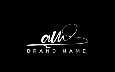 AM letter beauty handwriting vector logo.