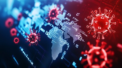 Global pandemic impact visualization with virus graphics