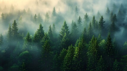 Scenic Mountain Landscape with Lush Green Forests and Blue Sky