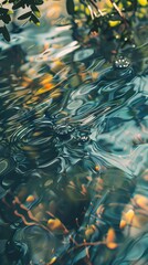 Water Ripples and Reflections in a Tranquil Pond