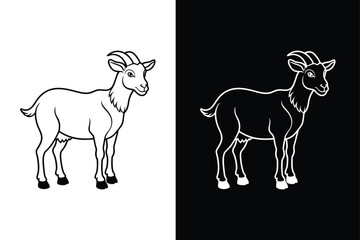 Simple Goat Silhouette. Clean Vector Icon for Farm-Themed Illustrations