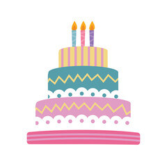 Colorful Birthday Cake with Festive Decorations