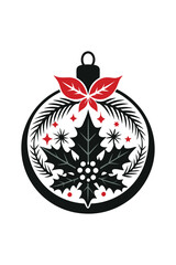 A black and white picture of a black and white Christmas ornament.