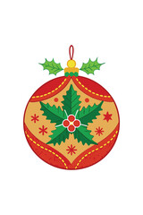 Christmas Ornament with Holly and Pine Embroidery Design.