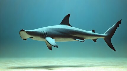 Obraz premium Close up 3D Scalloped Hammerhead Shark Clipart Isolated on Soft Background