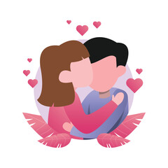 Flat Design Valentine’s Couple Embracing Love and Affection