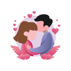 Flat Design Valentine’s Couple Embracing Love and Affection