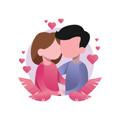 Flat Design Valentine’s Couple Embracing Love and Affection