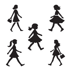 Woman's Life Stages Silhouette Vector from Baby to Senior