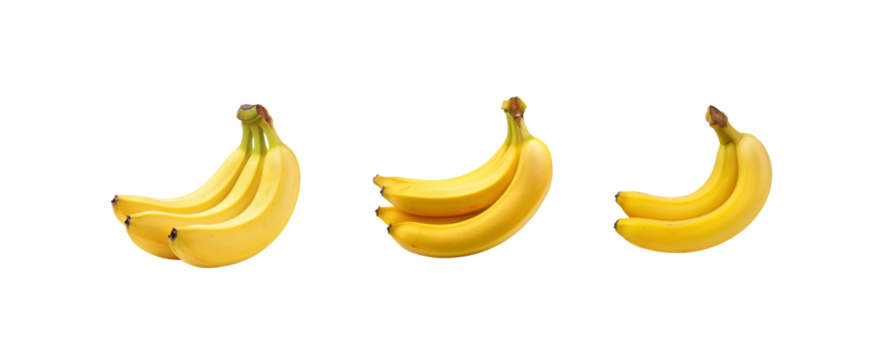Fresh ripe banana bunches isolated on transparent background