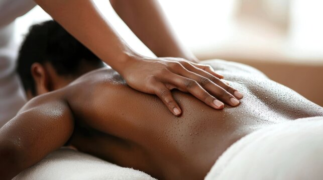 a massage therapist performing bodywork on a client, highlighting wellness and relaxation