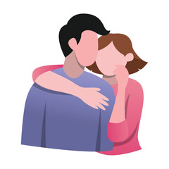 Flat Design Illustration of a Loving Couple