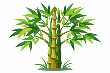 Cut bamboo with grass logo design vector illustration