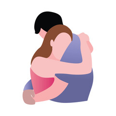 Flat Design Illustration of a Loving Couple