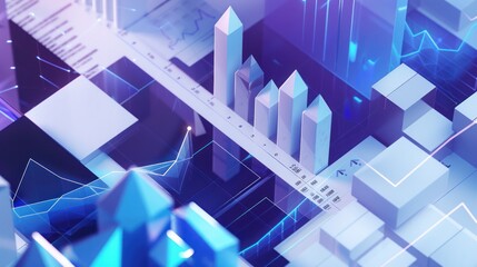 Obraz premium Abstract Geometric 3D Render of Bars, Charts, and Data Visualization