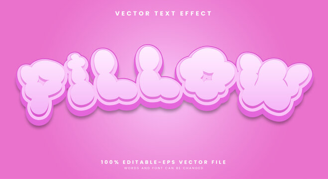 Pillow editable text effect with Pink Cartoon style Template