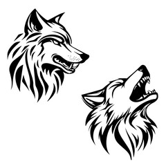 Minimalistic vector art of Wolf spirit animal tattoo t-shirt design