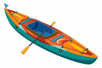 kayak with paddle on white background