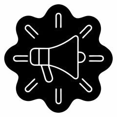 Obraz premium Black Icon of Megaphone with Sound Waves