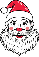 Merry christmas santa cheerful cartoon face vector illustration