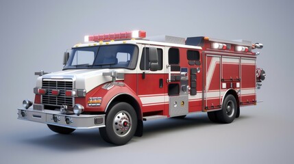Create dynamic 3D models of emergency response vehicles and equipment, including fire engines, ambulances, and searchandrescue vehicles