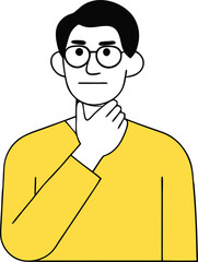 man with touching his chin get an idea.eps