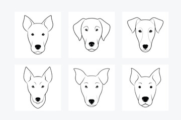 Dog Head Icon Line Art Vector Illustration Design Set