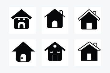 House Icon Shape Black and White Silhouette Vector Art Illustration Design Image Set