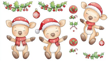 Fototapeta premium Cheerful Christmas Reindeer with Festive Decorations