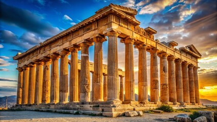Obraz premium Majestic Ancient Greek Pillars Showcasing Classical Architecture and Timeless Beauty in Historical Ruins and Landscapes