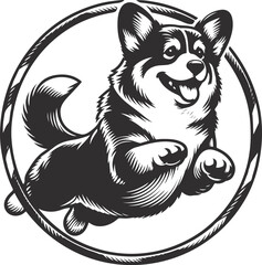 Pembroke Welsh corgi dog silhouette vector design