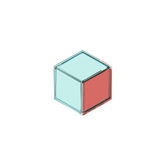 Isometric cube. 3D isometric cubic shape vector illustration