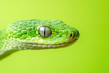 Close-up of a Green Snake's Eye and Scales