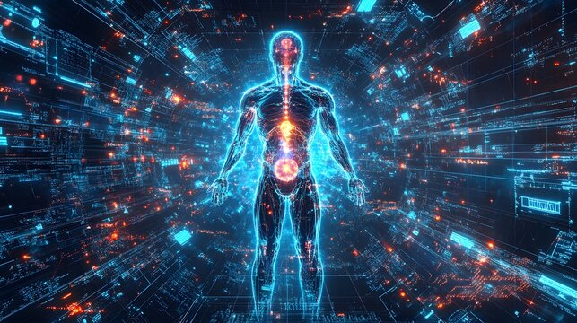 22. A hologram depicting the human endocrine system with pulsing energy