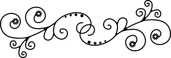 Black Swirl Line Art Ornament