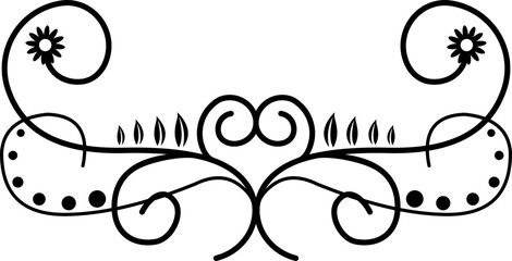 Black Swirl Line Art Ornament