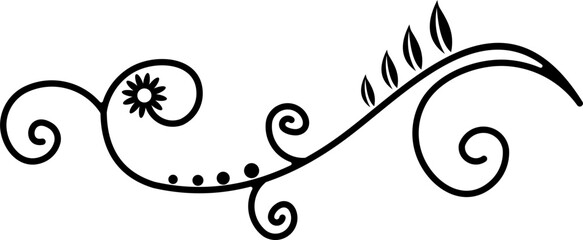 Black Swirl Line Art Ornament